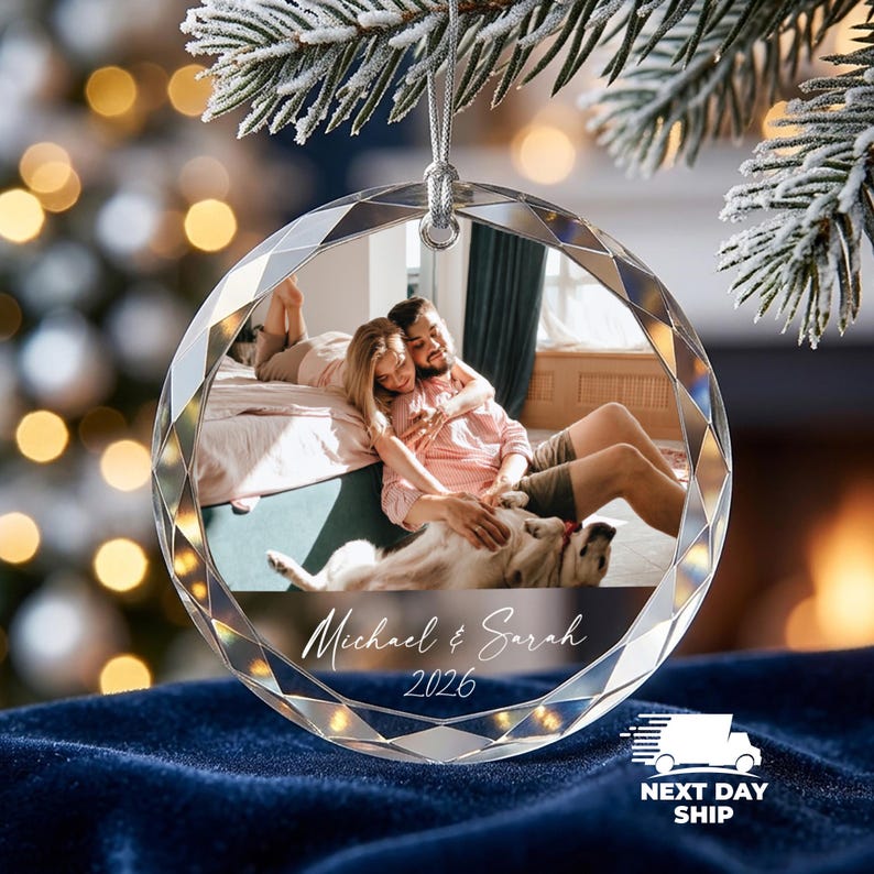 Personalized Photo Ornament, Custom Picture Ornament, Couple Ornament, Couples Gifts, Unique Ornament, Glass Ornament, Keepsake Ornament Glass Round