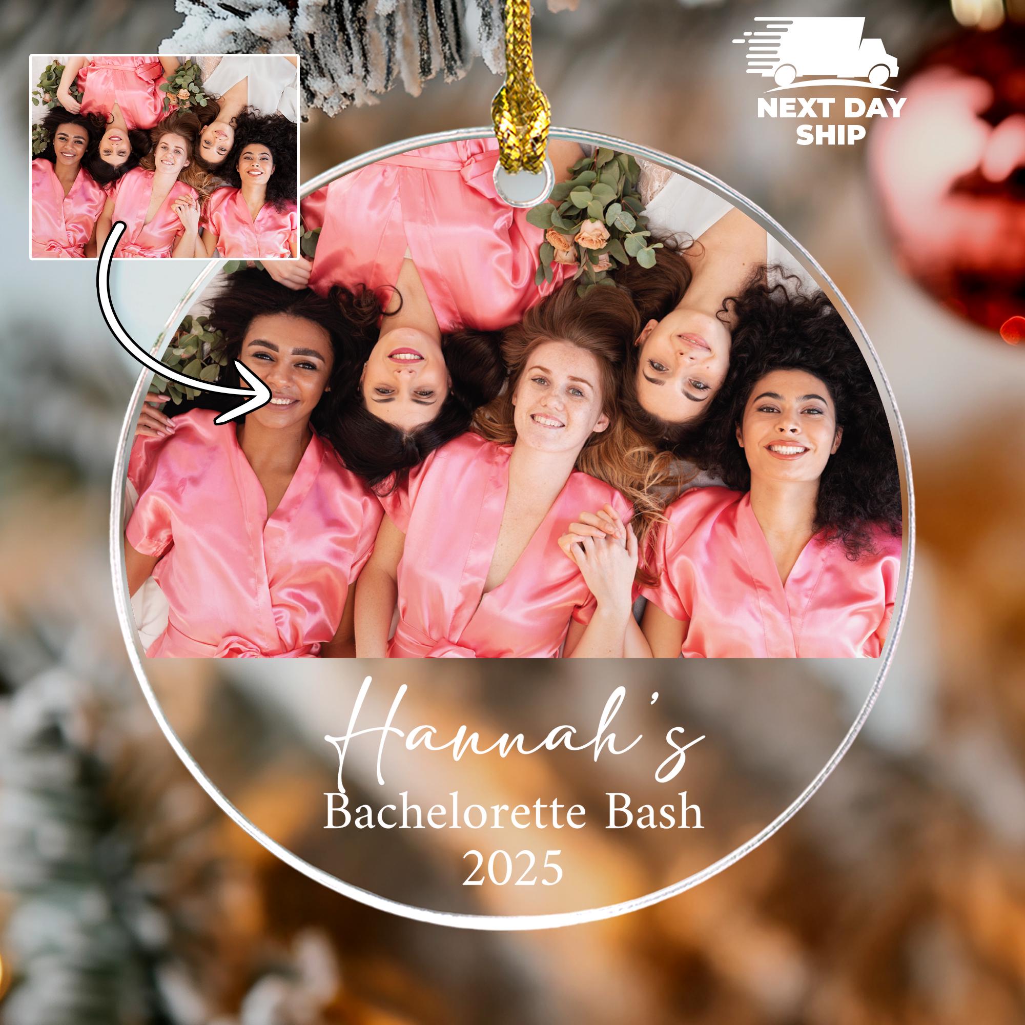 Bachelorette Photo Ornament, Custom Bridesmaid Picture Keepsake, Bash Party Ornament, Hen Party Decor, Christmas Wedding 2025 Ornament