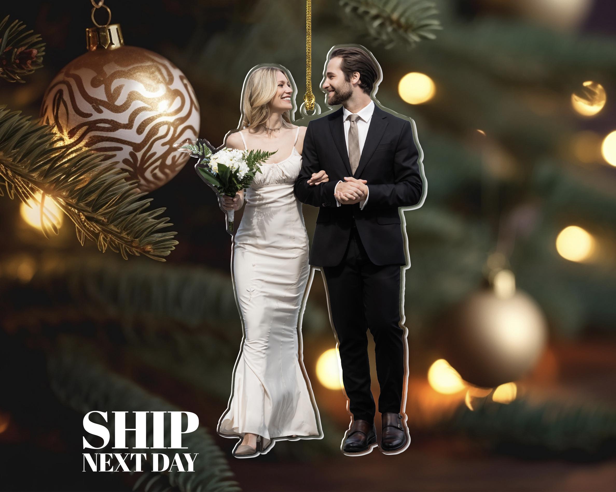Wedding Photo Ornament, Engagement Picture Ornament, Couple Photo Ornament, Married Ornament, Christmas Ornament, Bride And Groom Ornament