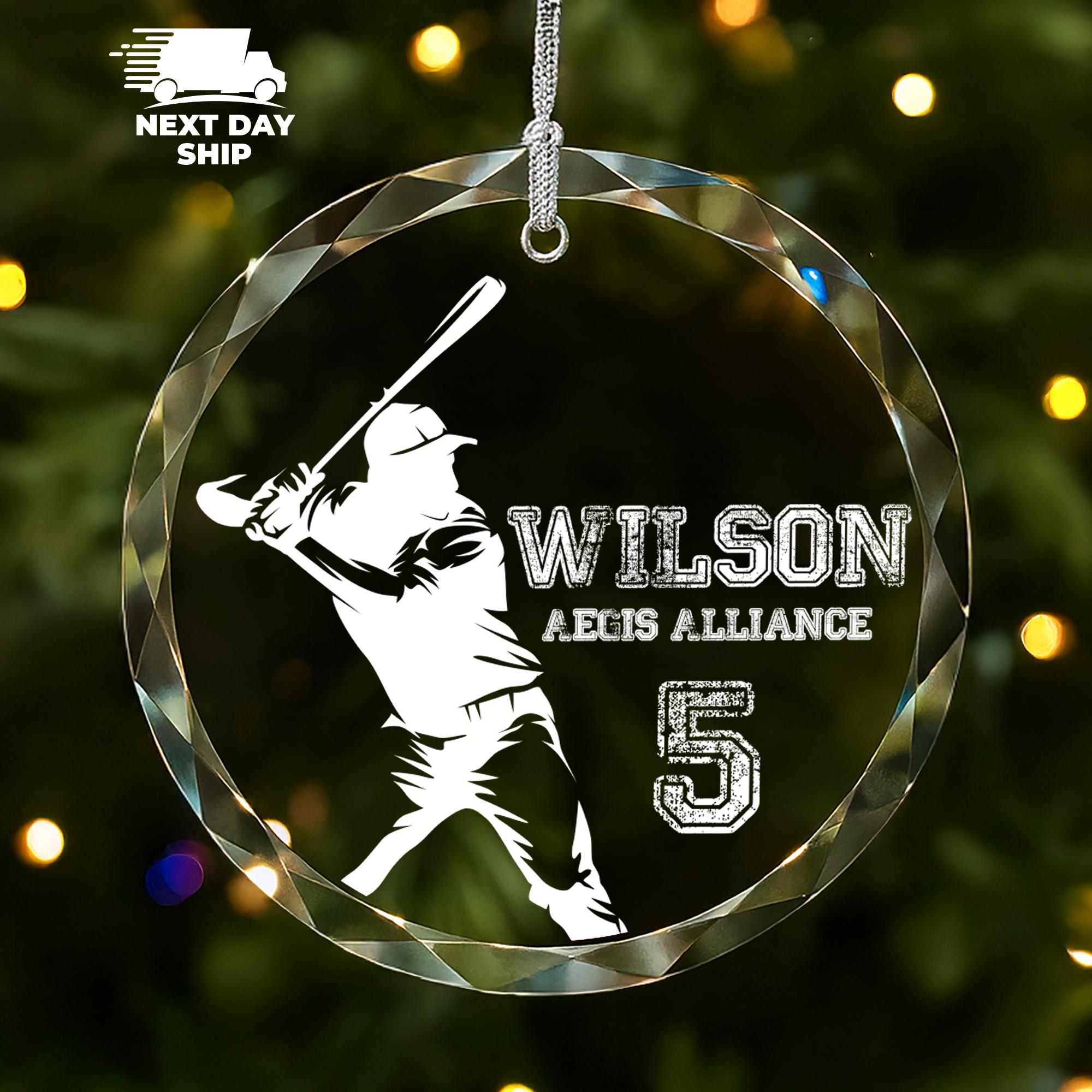 Personalized Baseball Player Ornament, Custom Team Name & Number Ornament, Baseball Gift for Player Coach or Fan, Sports Christmas Keepsake