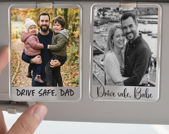 Custom Dad Photo Car Visor Clip, Personalized Fathers Day Gift for Him, Dad's Truck Sun Clip, Gift for Husband, Boyfriend Picture Visor Clip