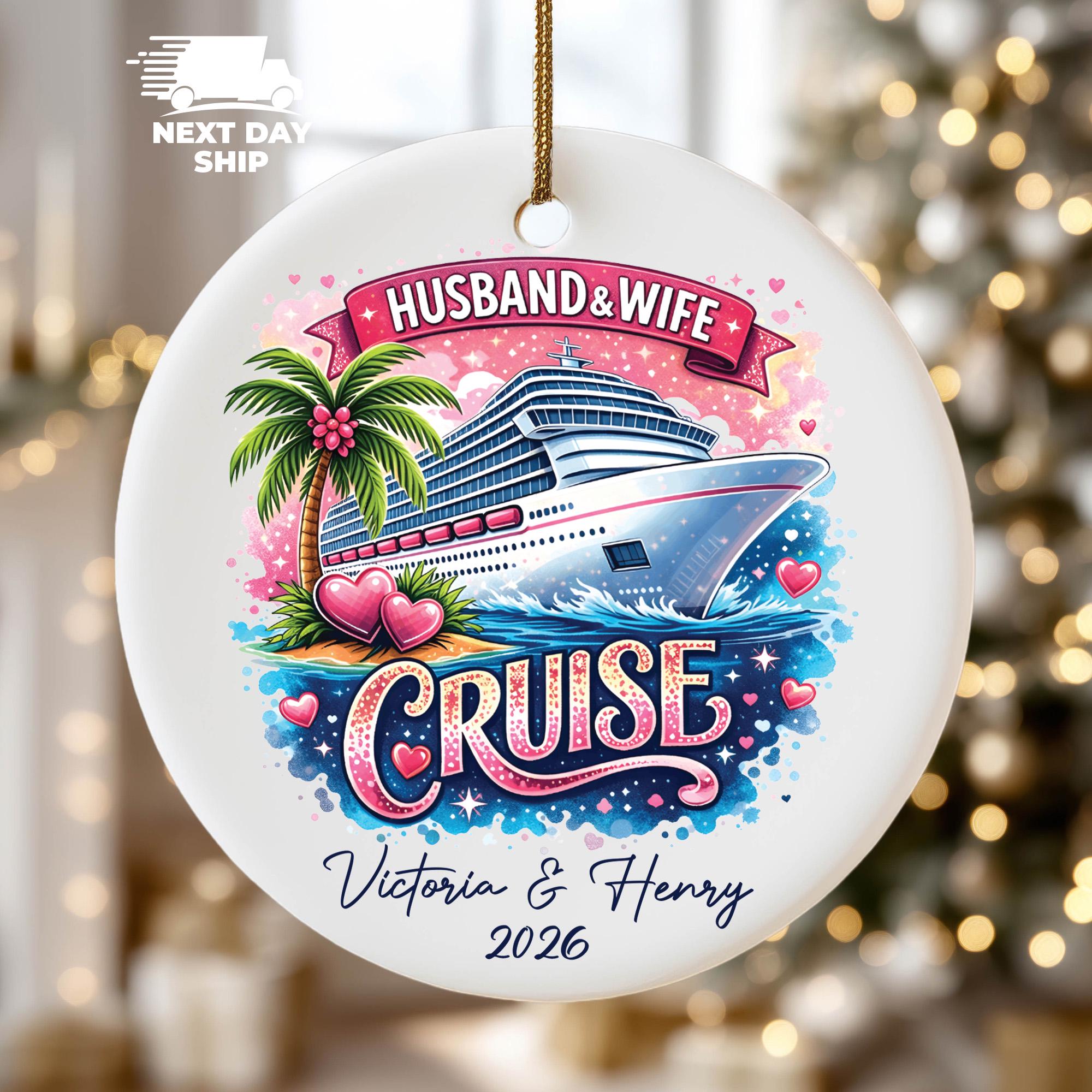 Personalized Cruise Couple Ornament 2026, Husband Wife Summer Cruise Ornament, Custom Cruise Vacation Gift, First Cruise Keepsake