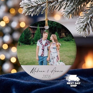 Personalized Photo Ornament, Custom Picture Ornament, Couple Ornament, Couples Gifts, Unique Ornament, Glass Ornament, Keepsake Ornament Ceramic Round