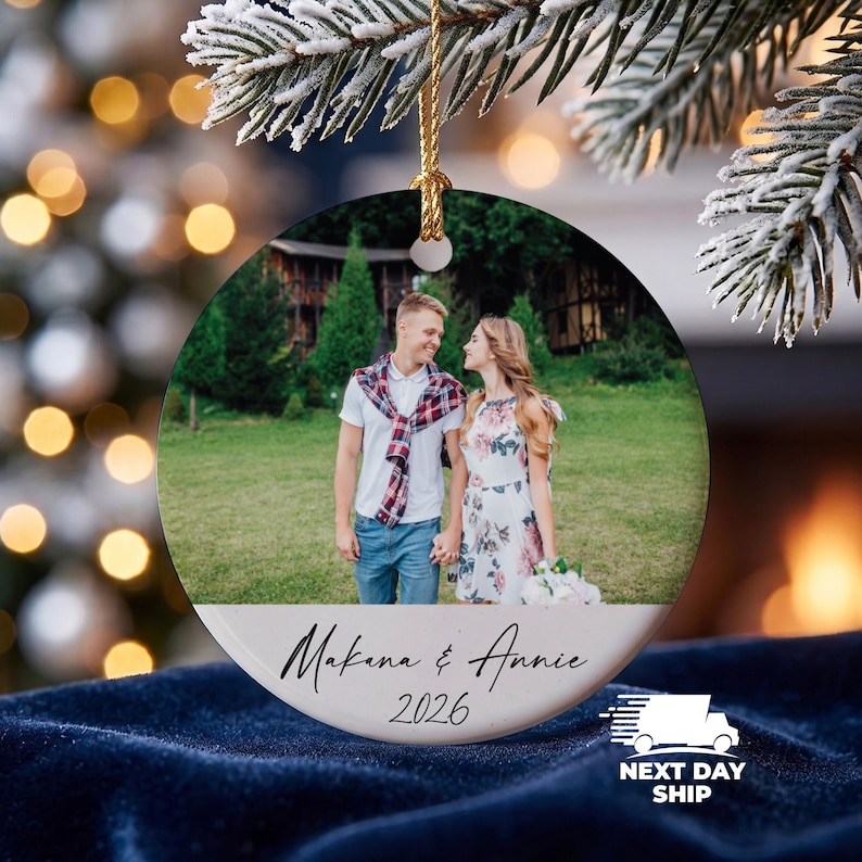 Personalized Photo Ornament, Custom Picture Ornament, Couple Ornament, Couples Gifts, Unique Ornament, Glass Ornament, Keepsake Ornament Ceramic Round