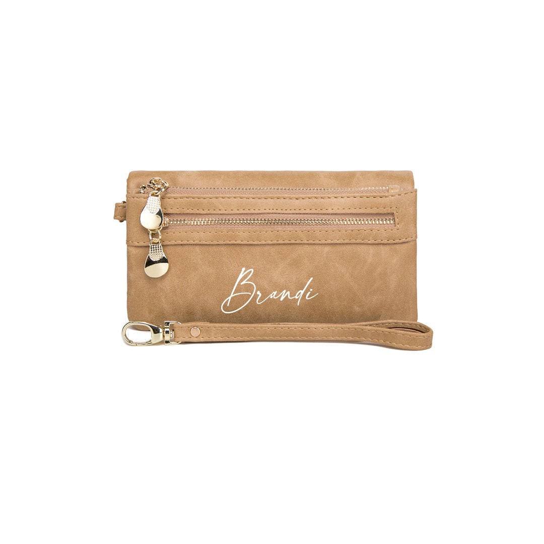 Customized Leather Wallet Wrist Wallet Women Long Zipper Etsy