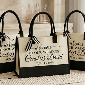 Personalized Wedding Welcome Bag or DTF Transfer, Custom Bride Groom Names Tote, Bulk Bridal Party Gift, Guest Welcome Bags, Wedding Favor