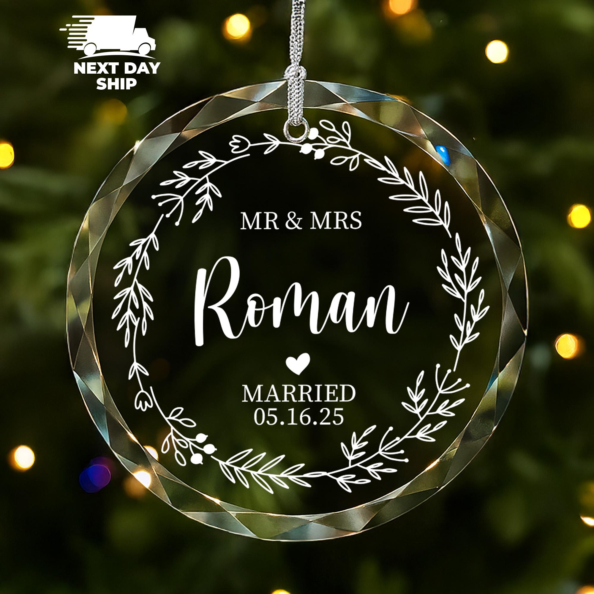 Personalized Newlywed Ornament: Mr & Mrs, Custom Wedding Date
