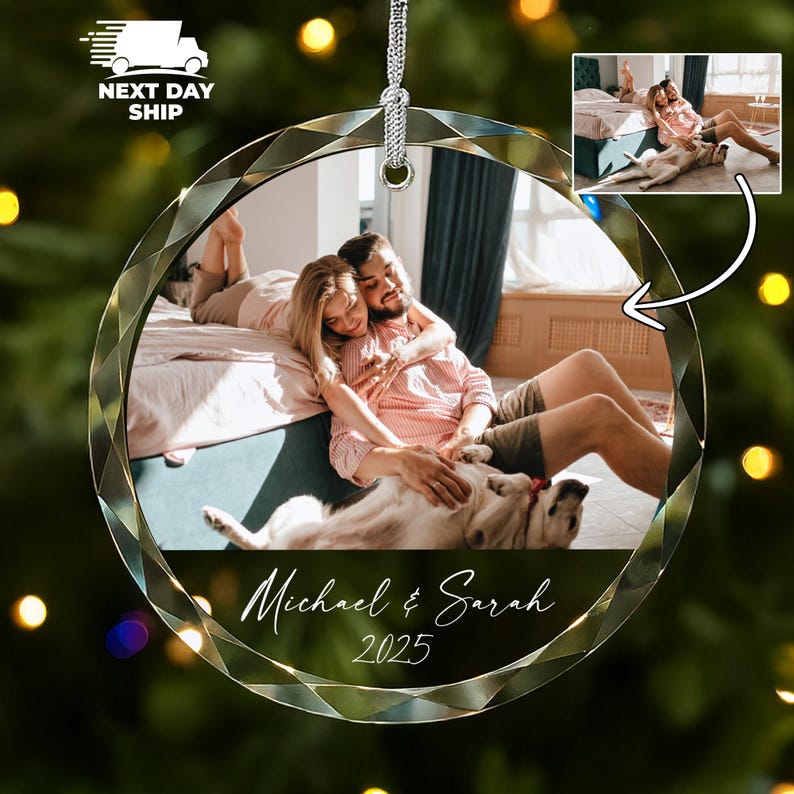 Personalized Photo Ornament, Custom Picture Ornament, Couple Ornament, Couples Gifts, Unique Ornament, Glass Ornament, Keepsake Ornament image 2