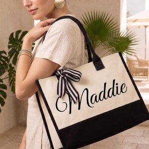 Benutzerdefinierte Name Canvas Tote Bag für Brautjungfern, Bachelorette Geschenke, personalisierte Hochzeit Tote, Braut Mitbringsel, Strandtasche, Einkaufstasche Bild 13