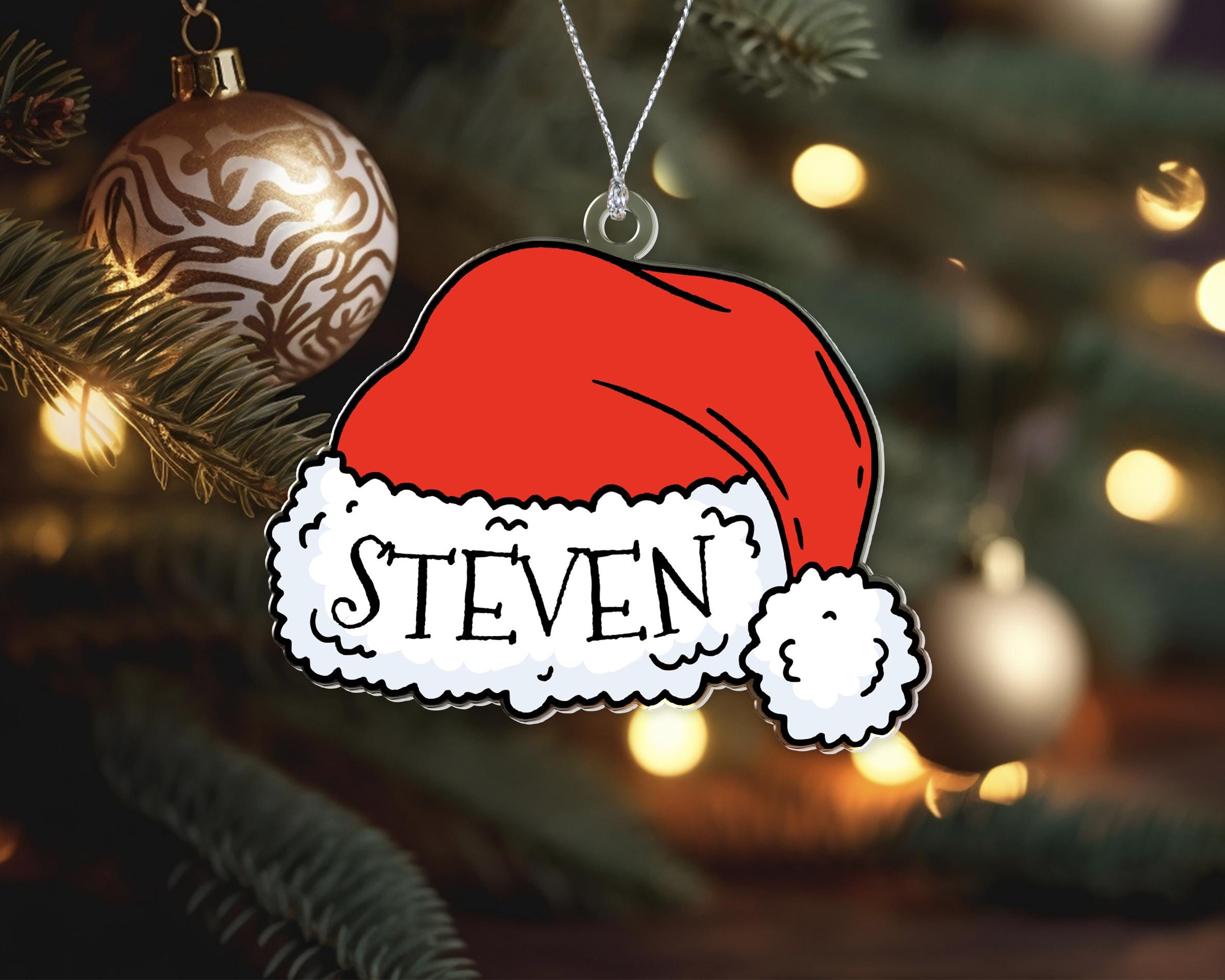 Personalized Santa Hat Ornament, Custom Name Christmas Ornament, Red Hat Tree Decoration, Holiday Gift for Kids, Family or Friends