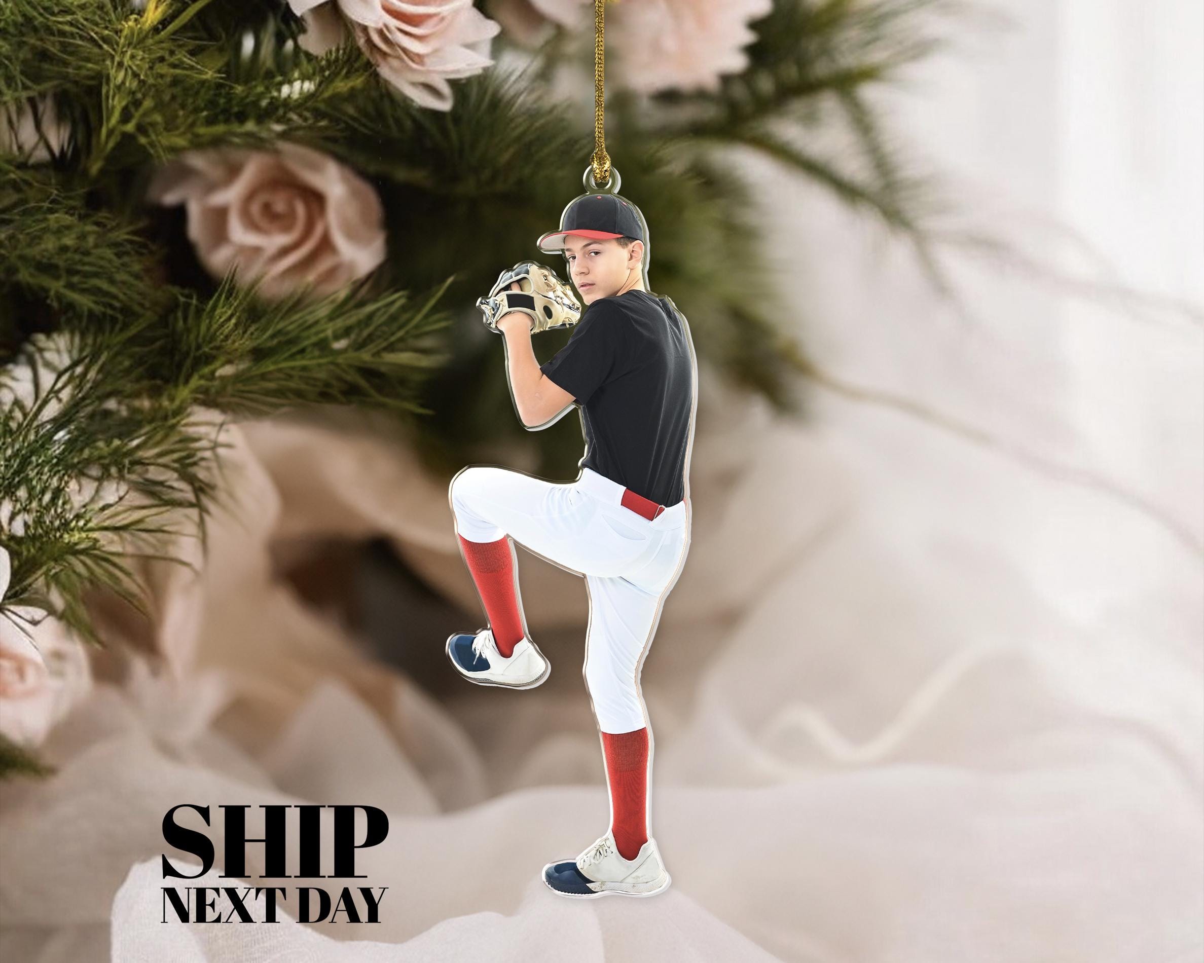 Custom Baseball Ornament, Baseball Player Ornament, Baseball Keepsake, Christmas Ornament, Baseball Sport Decor, Baseball Personalize