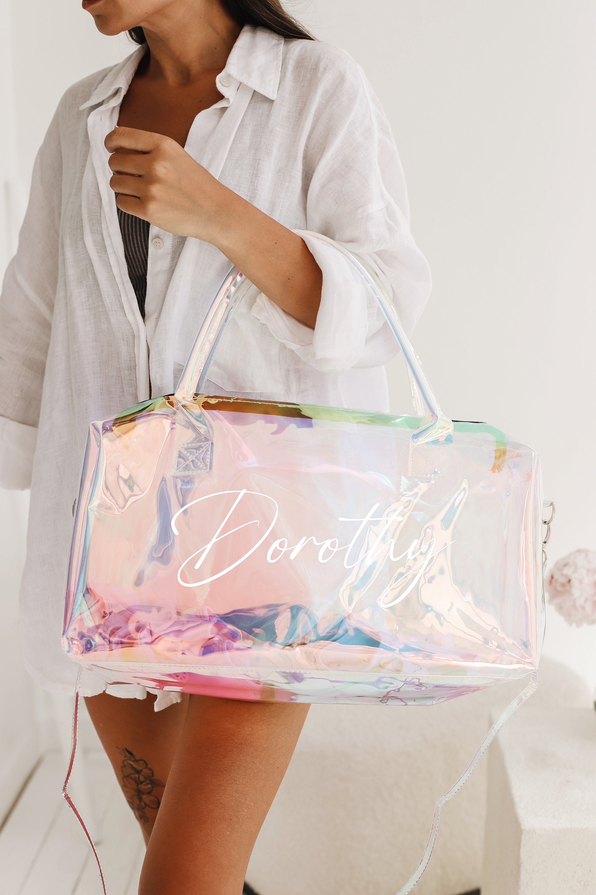 Holographic Duffle Bag Custom Bridesmaid Gift Aesthetic Holo 