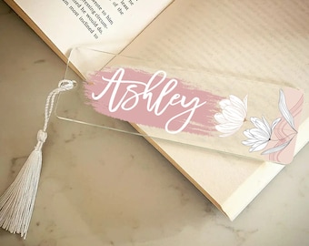 Personalized Name Acrylic Bookmark, Mothers Day Gifts, Gift For Her, Gift For Book Lovers, Handmade Floral Bookmark, Cute Unique Bookmarks
