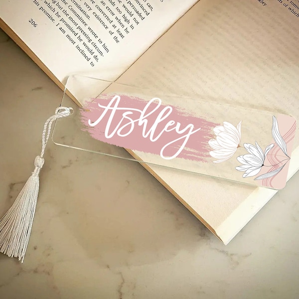 Personalized Name Acrylic Bookmark, Mothers Day Gifts, Gift For Her, Gift For Book Lovers, Handmade Floral Bookmark, Cute Unique Bookmarks