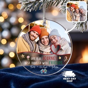 Best Friends Photo Ornament, Friends Travel Keepsake, Christmas 2025 with Besties, Friend Group Gift, Friendship Token Ornament Acrylic Round