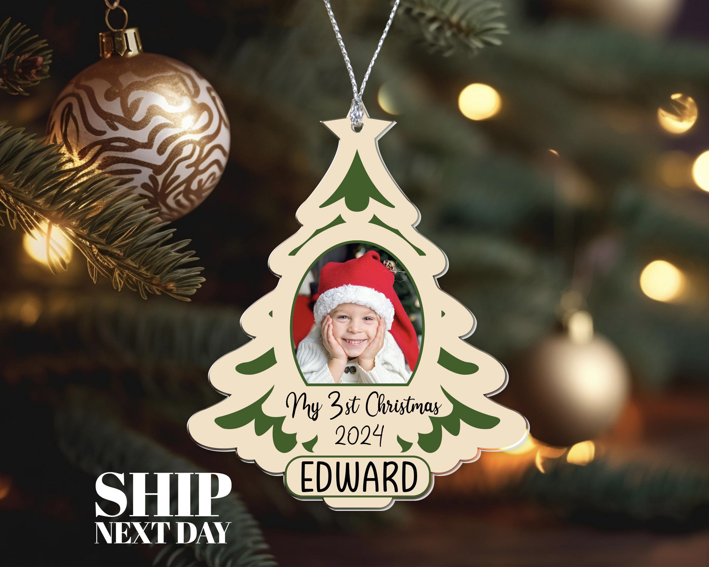 Personalized 3rd Christmas Photo Ornament: Baby's Third Christmas
