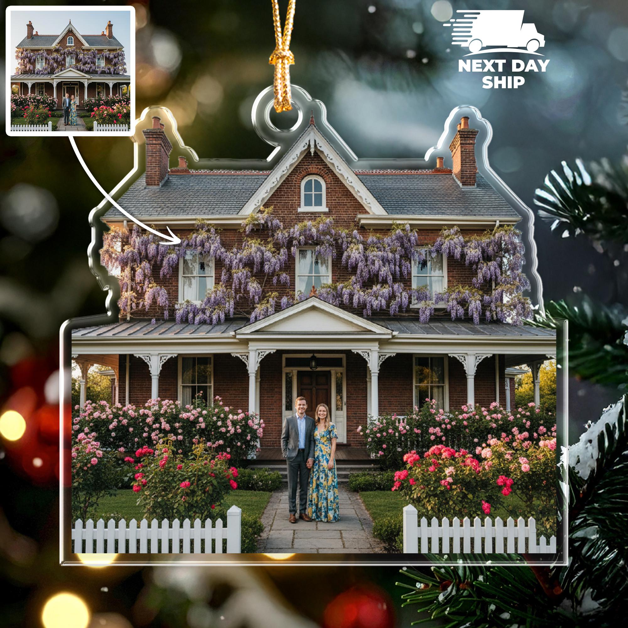 Custom Home Ornament, Personalized House Photo Gift, New Homeowner Keepsake, Realtor Closing Gift, Family House Christmas Decoration