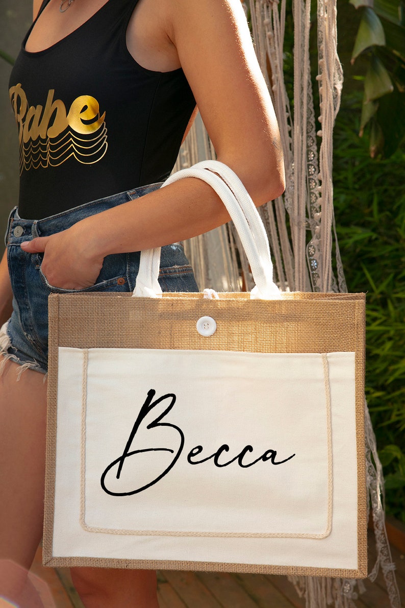 high-quality shopping bag made from Jute print your chosen message is the best birthday gift for your stepmom