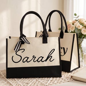 Benutzerdefinierte Name Canvas Tote Bag für Brautjungfern, Bachelorette Geschenke, personalisierte Hochzeit Tote, Braut Mitbringsel, Strandtasche, Einkaufstasche Bild 12