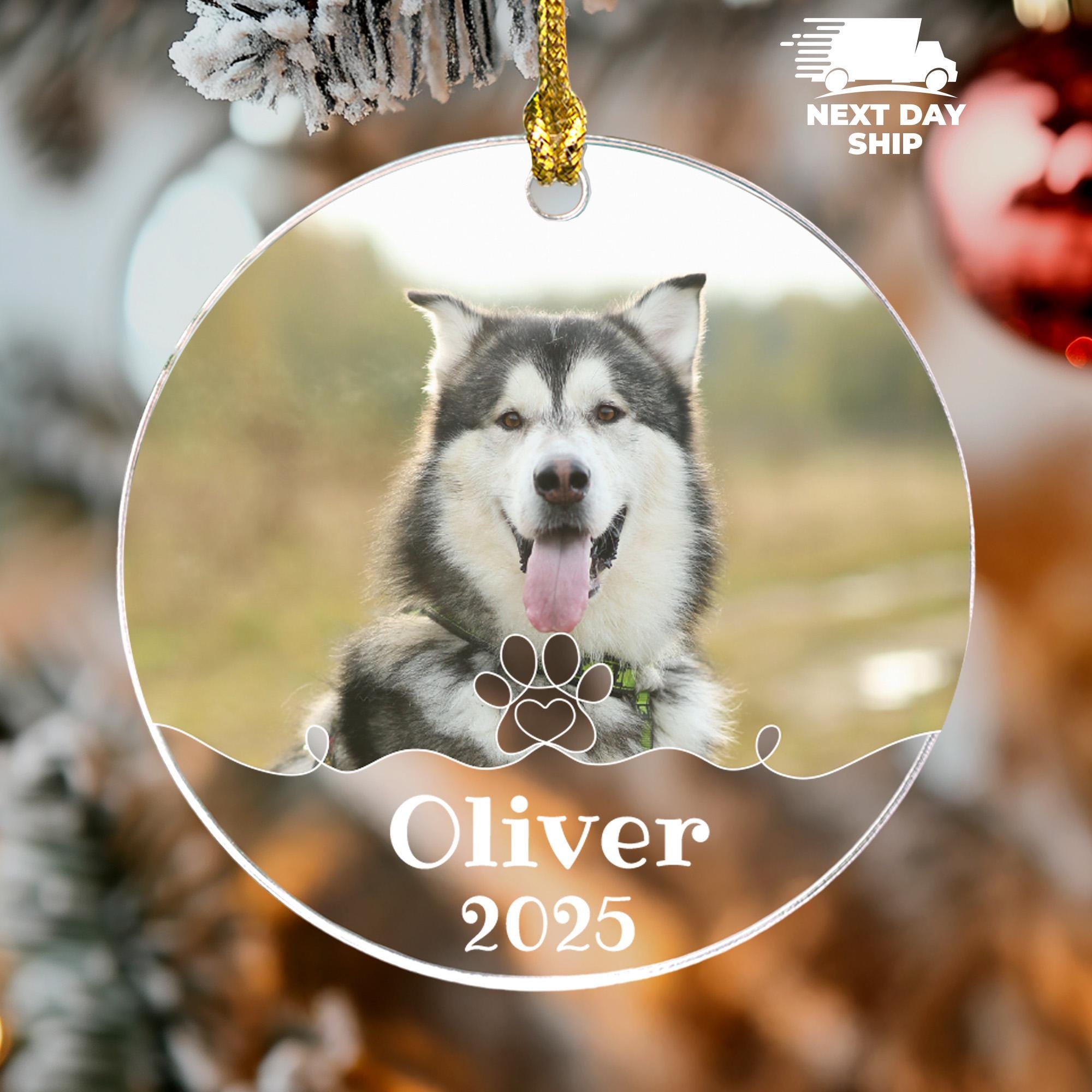 Personalized Dog Paw Name Picture Ornament, Dog Photo Keepsake, Pet Owner Ornaments, Dog Mom and Dad Christmas Gifts, 2025 Dog Christmas