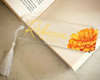 Mother's Day Gift Bookmark, Birth Month Flower Bookmark, Personalized Tassel Bookmark, Custom Floral Mom Bookend, Cute Book Accessories