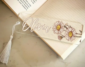 Named Bookend for Mom, Custom Birth Flower Bookmark, Best Friend Gift, Mother's Day Gift, Personalized Bookends for Readers,Bookmark for Her