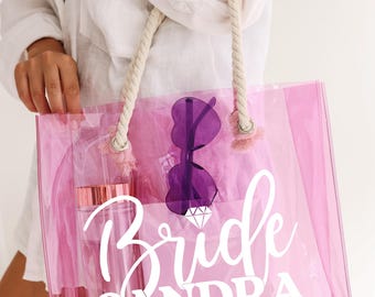 Personalized Bride Clear Tote Bag: Bachelorette Party Gift