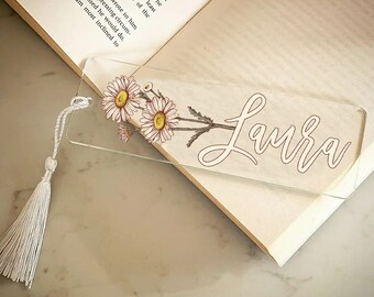 Aesthetic Bookmarks for Mother, Custom Bookmark with Tassel, Acrylic  Flower Bookmark, Mother's Day Gift, Personalized Bookends for Readers