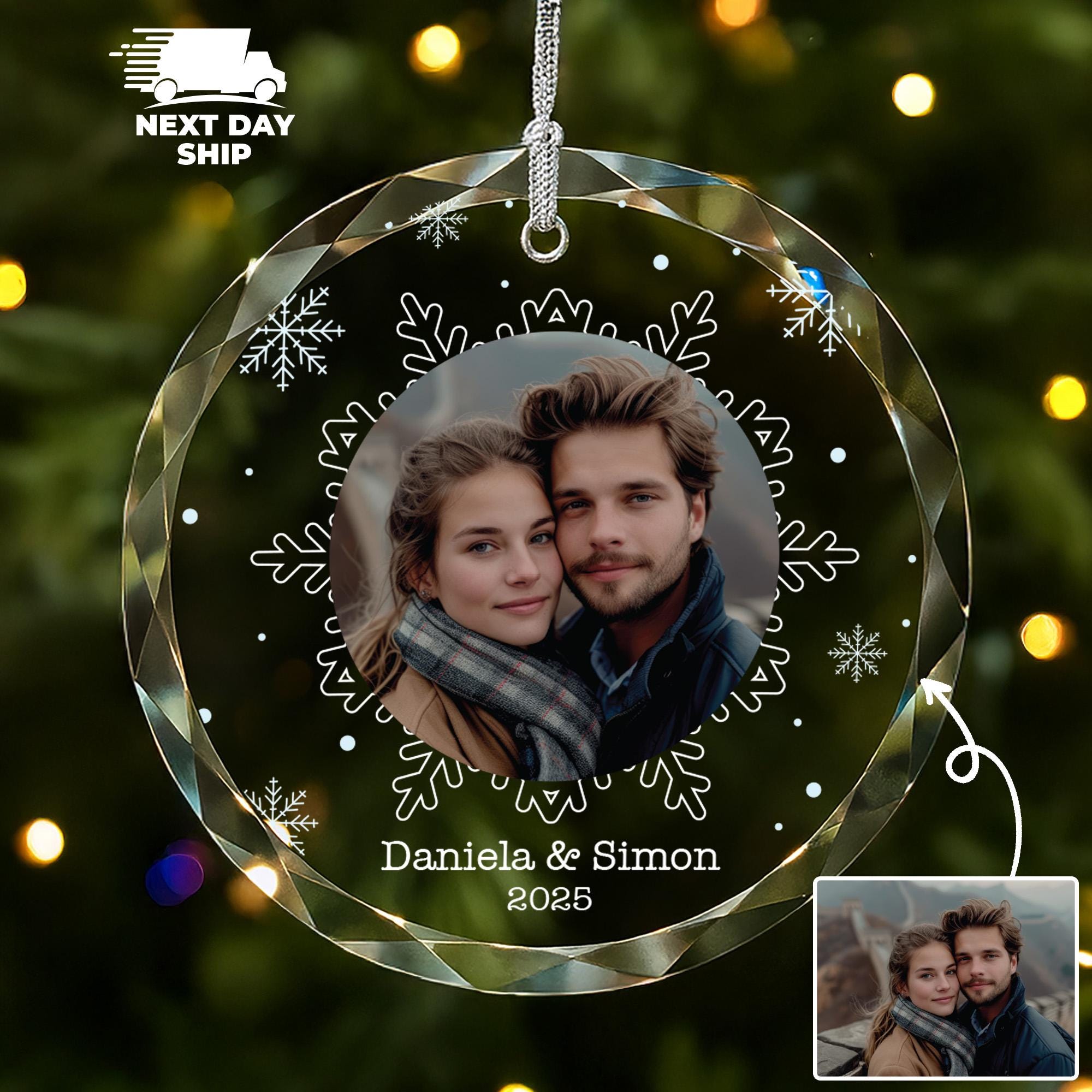 Personalized Photo Christmas Ornament, Couple Keepsake Gift