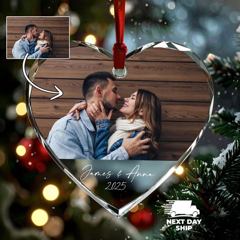 Personalized Photo Ornament, Custom Picture Ornament, Couple Ornament, Couples Gifts, Unique Ornament, Glass Ornament, Keepsake Ornament image 3