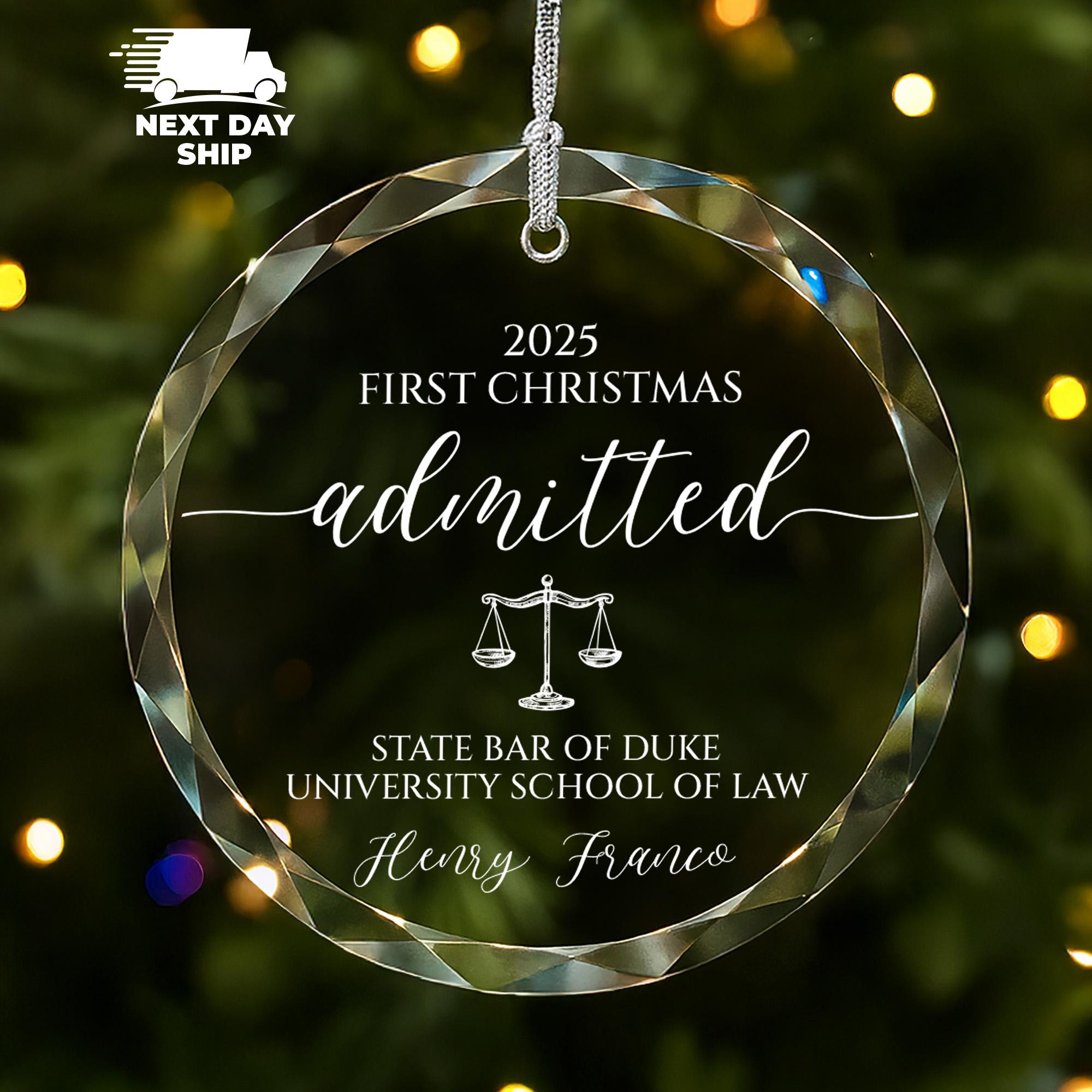 Personalized Law School Student Ornament, First Christmas Admitted Ornament, Custom Lawyer Ornament, Bar Exam Gift, Attorney Gift Ornament