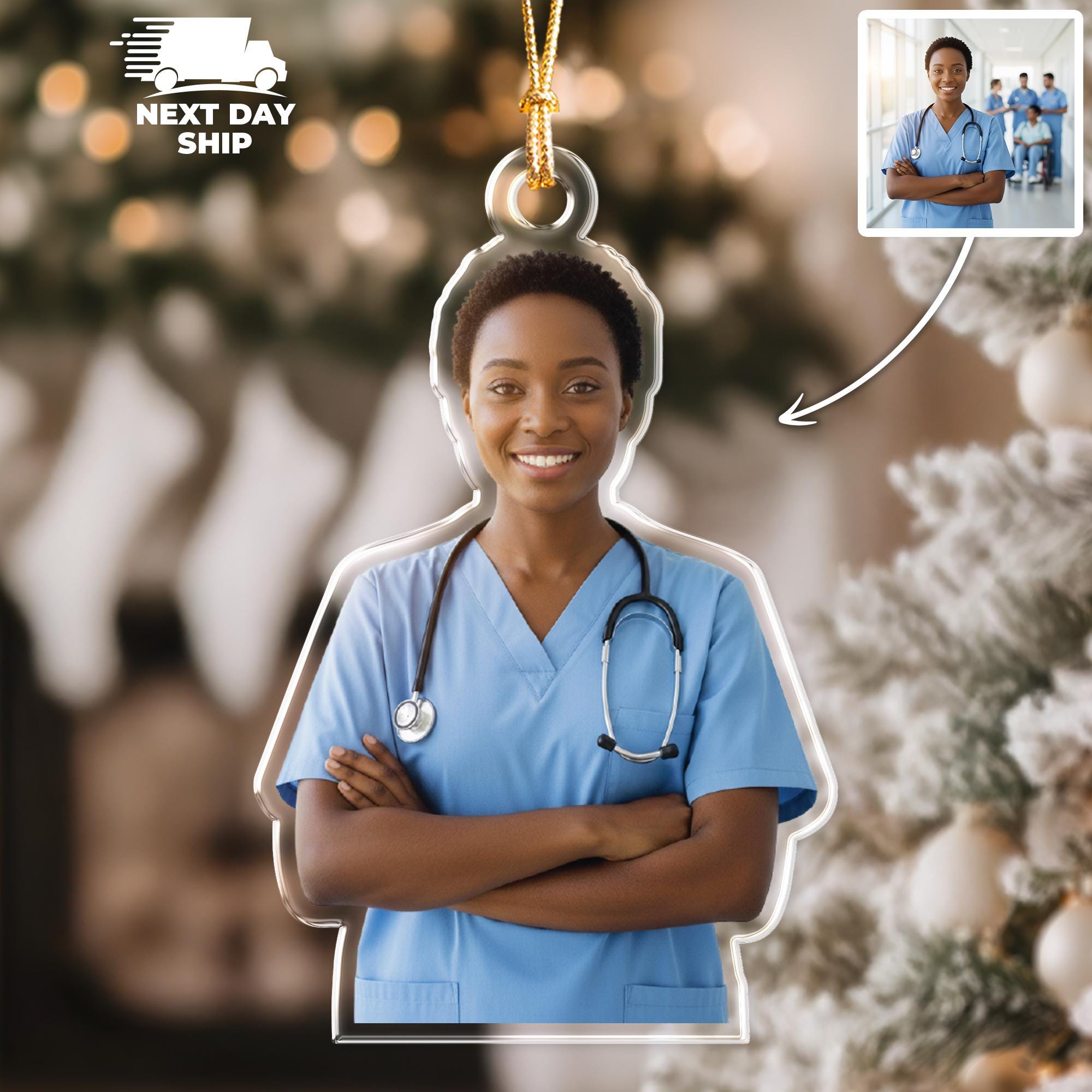 Nurse Christmas Ornament, Personalized Medical Staff Gift, Healthcare Worker Appreciation Keepsake, Nursing Team Christmas Decoration
