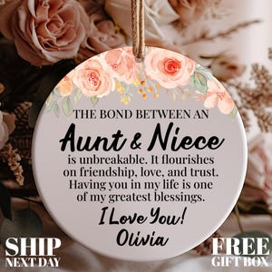 Custom Aunt Ornament, New Aunt Ornament, Auntie Gifts, Christmas Ornament, Ornament From Niece, First Christmas As Aunt, Christmas Gifts