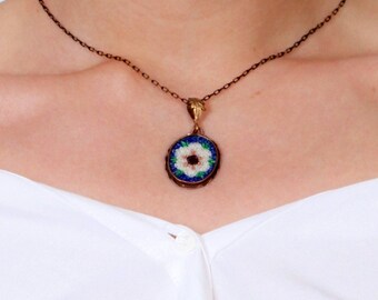 micro mosaic handmade necklace  Zeugma Eye