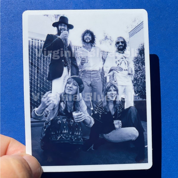 Fleetwood Mac Group Sticker | Christine McVie | Stevie Nicks | Lindsey Buckingham | Mick Fleetwood | John McVie | Fleetwood Mac Rare Photo