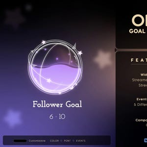 Orb Goal Widget | Cute Orb Goal Widget for Twitch Streamers | Fully Customizable | Streamelements Streamlabs OBS
