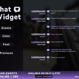 Cute Chat Bubble Widgets with Events and Pronouns for Your Twitch Streaming Needs