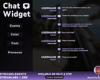 Cute Chat Bubble Widgets with Events and Pronouns for Your Twitch Streaming Needs
