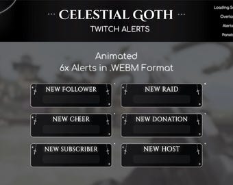 Celestial Goth Animated TwitchAlerts: Spooky Season Stream Overlay (Digitaler Download)