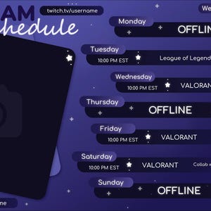 Cosmic Star Twitch Stream Schedule Template (canva Editable, Digital ...