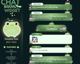 Kawaii Frog Stream Widget: Customizable Chat & Goal - StreamElements