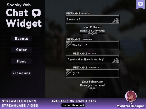 Goth Twitch Chat Widget: Spooky Season Stream Overlay (Digital Download)