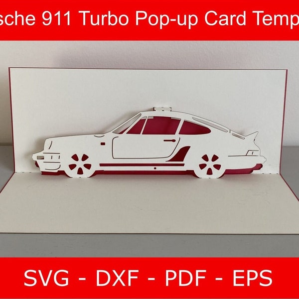 Sportwagen Pop Up Kartenvorlage | Porsche 911 Turbo | SVG, DXF, Pdf, Eps | DIY Auto Karte | Digitaler Download | Geburtstag | Jubiläum