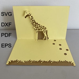 Modèle de carte pop-up girafe | Animaux de la jungle | SVG, DXF, Pdf, Eps | Téléchargement numérique | Anniversaire, Félicitations, Anniversaire, Guérissez Bientôt