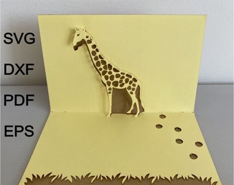 Giraffe Pop Up Card Template | Jungle Animal | SVG, DXF, Pdf, Eps | Digital Download | Birthday, Congratulations, Anniversary, Get Well Soon
