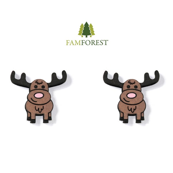 Moose Earring SVG | Stud Earring SVG | Laser Cut Files | Glowforge | Beamo | Earrings File SVG | Reindeer | Animal | Deer | Laser File