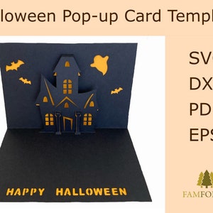 Halloween Pop Up Card Template SVG, DXF, Pdf, Eps | DIY Haunted House Card | Paper Craft | Pop Up Card | Digital Download | Halloween Decor