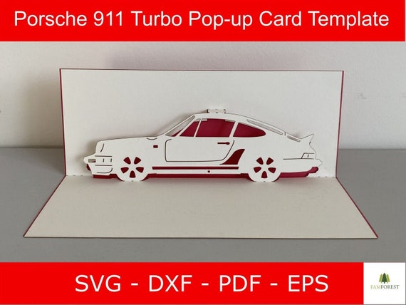 Sports Car Pop Up Card Template | Porsche 911 Turbo | SVG, DXF, Pdf, Eps | DIY Car Card | Digital Download | Birthday | Anniversary