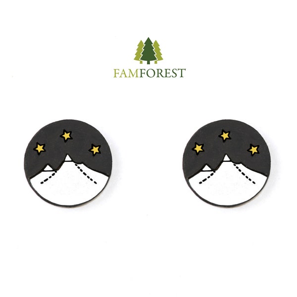 Mountain Earring SVG | Stud Earring SVG | Laser Cut Files | Glowforge | Beamo | Earrings File SVG | Mountain| Stars | Night Sky | Laser File