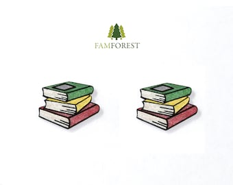Books Earring SVG | Stud Earring SVG | Laser Cut Files | Glowforge | Beamo | Earrings File SVG | Books | Book Lover | Reading | Laser File
